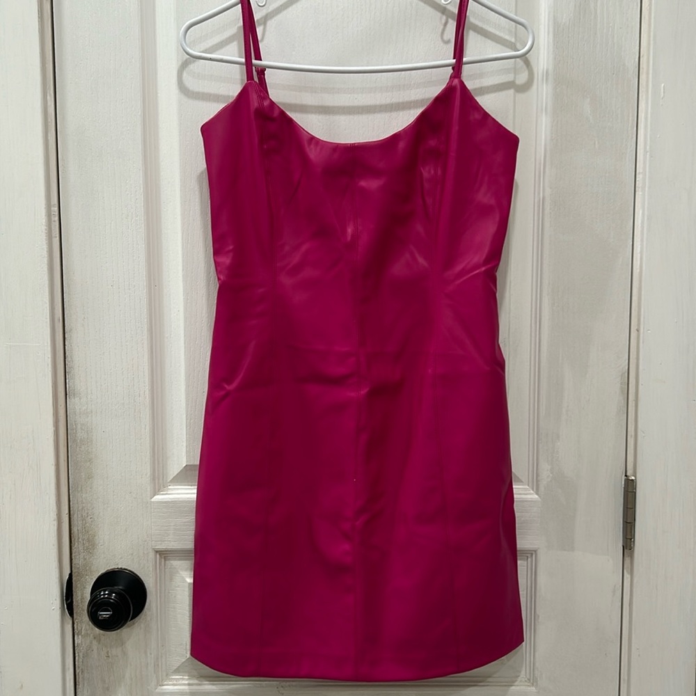 Vegan leather mini dress